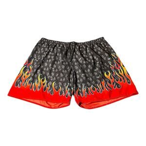 Vintage BIG DOGS Shorts Mens 5X Multicolor Flames All Over Print Swim Trunks AOP